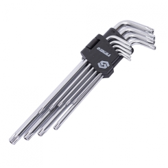 Ключі TORX 9шт T10-T50мм CrV (довгі з отвором) Sigma (4022231)