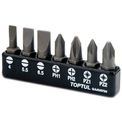 Набір біт 1/4" 7од. (SL: 4 * 0.5, 5.5 * 1, 6.5 * 1.2; PH1, PH2; PZ1, PZ2)