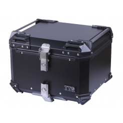 Кофр прямокутний для мотоцикла алюмінієвий чорний, зі спинкою та двома замками 57л - TTG