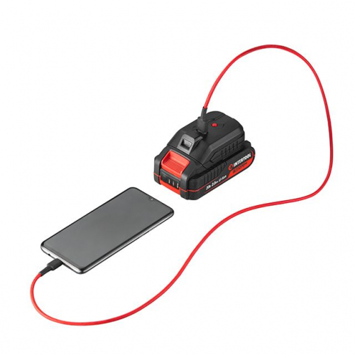 Адаптер для акумулятора Li-ion 20 В, USB 2A, LED ліхтар INTERTOOL WT-9300