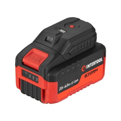 Адаптер для акумулятора Li-ion 20 В, USB 2A, LED ліхтар INTERTOOL WT-9300