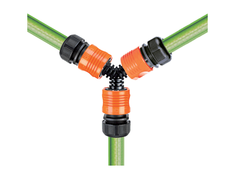 Адаптер трьохсторонній для конектора поливального шланга бл.