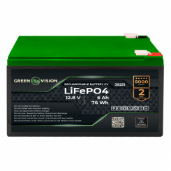 Акумулятор GV LiFePO4 12,8V - 6Ah (76Wh)