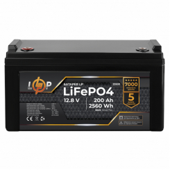 Акумулятор LP LiFePO4 12,8V - 200 Ah (2560Wh) (BMS 150A/75А) пластик для ДБЖ
