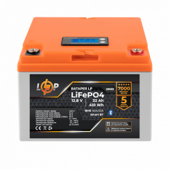 Акумулятор LP LiFePO4 12,8V - 32 Ah (410Wh) (BMS 40А/32A) пластик LCD Smart BT