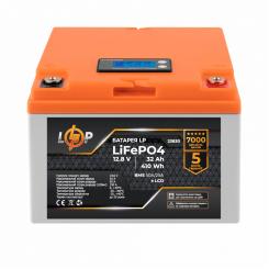 Акумулятор LP LiFePO4 12,8V - 32 Ah (410Wh) (BMS 50А/25A) пластик LCD для ДБЖ