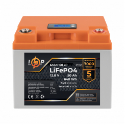 Акумулятор LP LiFePO4 12,8V - 50 Ah (640Wh) (BMS 40A/40А) пластик LCD Smart BT