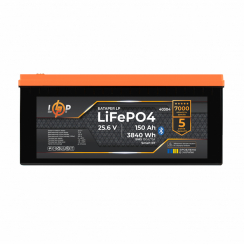 Акумулятор LP LiFePO4 25,6V - 150 Ah (3840Wh) (BMS 150A/75А) пластик Smart BT