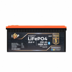 Акумулятор LP LiFePO4 25,6V - 230 Ah (5888Wh) (BMS 200A/100А) пластик Smart BT