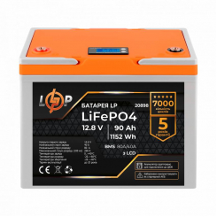 Акумулятор LP LiFePO4 для ДБЖ LCD 12V (12,8V) - 90 Ah (1152Wh) (BMS 80A/40A) пластик