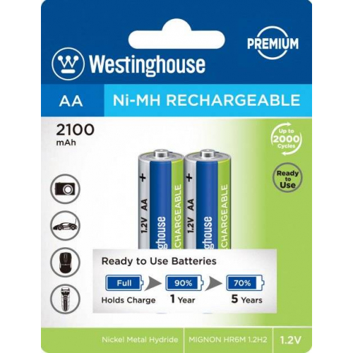 Акумулятор Westinghouse Ni-Mh 2100  АА/R6 2шт/уп blister.