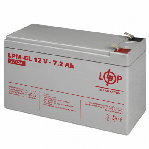 Акумулятор гелевий LPM-GL 12V - 7.2 Ah
