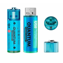 Акумулятор літій-іонний Quantum USB Li-ion AA  1.5V ,1100mAh plastic case, 2шт/уп