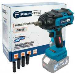 Акумуляторний гайковерт PROFI-TEC PTW820BL 20V, 1/2", max 720Nm, каркас, коробка