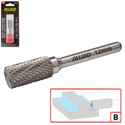 Alloid Pro. Борфреза твердосплавна по металу, тип B, D-12мм, d-6мм, L-70мм