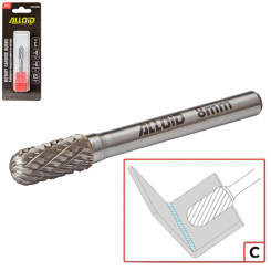 Alloid Pro. Борфреза твердосплавна по металу, тип C, D-8мм, d-6мм, L-65мм