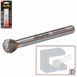 Alloid Pro. Борфреза твердосплавна по металу, тип D, D-10мм, d-6мм, L-54мм