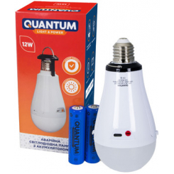Аварійна світлодіодна лампа з акумулятором Quantum A80-12W-E27-4K Type-C 18650/2*1800mAh