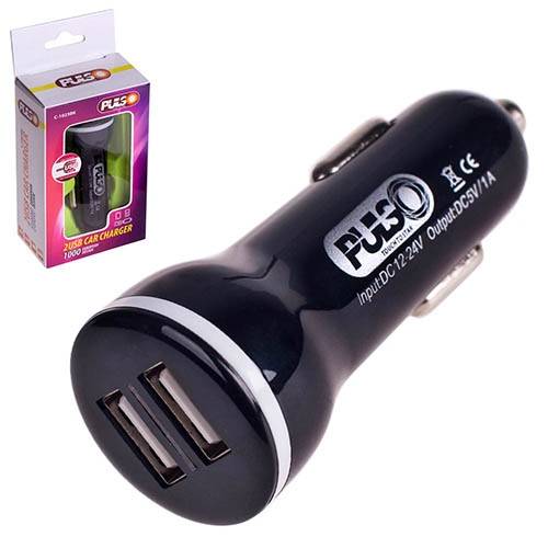 Автомобільний зарядний пристрій PULSO C-1023BK 2USB (12/24V - 5V 1A)