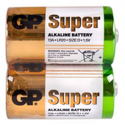 Батарейка GP SUPER ALKALINE 1.5V 13A-S2 лужна, LR20, D