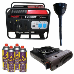 Бензиновий генератор MAST GROUP YH15000 + газова плитка Orcamp CK-505 + 4 газових картриджа 400 мл