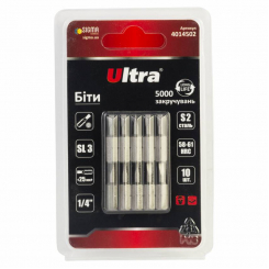Біти SL3×25мм ¼" 10шт S2 (блістер) ULTRA (4014502)