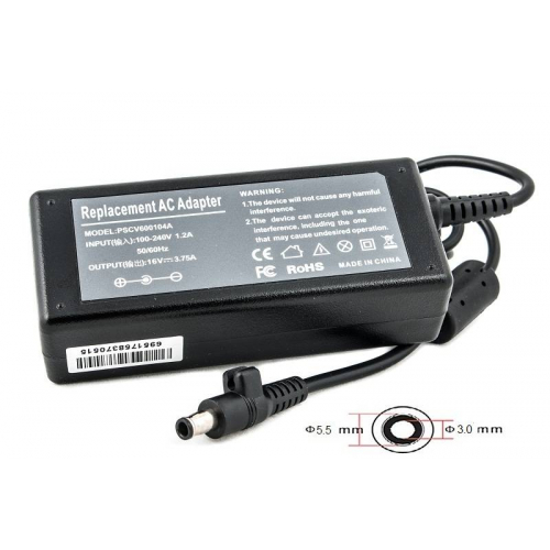 Адаптер для ноутбука PowerPlant SAMSUNG 220V, 16V 60W 3.75A (5.5*3.0)