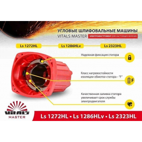 Кутова шліфувальна машина УШМ Vitals Master Ls1286HLv