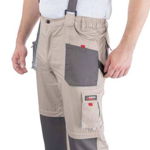 Брюки трансформер робочі з лямками 6 в 1, 100% бавовна, щільність 180 г/м², XXL INTERTOOL SP-3045