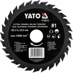 Диск-фреза шліфувально-відрізна YATO по дереву, ПВХ, гіпсу; Ø=125/22.2 мм, h=5 мм, шорсткість №1