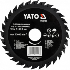 Диск-фреза відрізна YATO по дереву, ПВХ, гіпсу; Ø=125/22.2 мм, h=5 мм