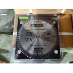Диск пильний по дереву 180х22,2(20)х60Т APRO