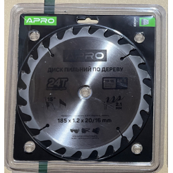 Диск пильний по дереву 185х20(16)х24Т APRO