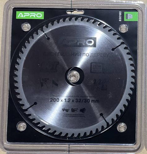 Диск пильний по дереву 200х32(30)х60Т APRO