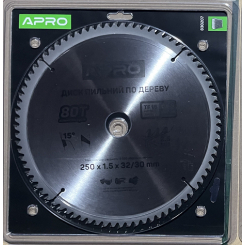 Диск пильний по дереву 250х32(30)х80Т APRO