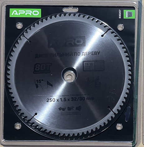 Диск пильний по дереву 250х32(30)х80Т APRO