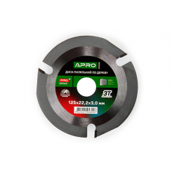 Диск пильний по дереву з твердосплавними напайками 125х22.2мм 3Т APRO
