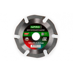 Диск пильний по дереву з твердосплавними напайками 125х22.2 мм 6Т PRO  (APRO PRO)
