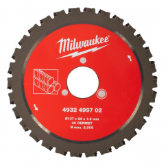Диск пиляльний по металу MILWAUKEE для різака арматури Ø137x28x1,6мм, 30зуб