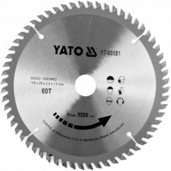 Диск пильний переможний по дереву YATO: 160x20x2.2x1.5 мм, 60 зубців, RPM до 9500 1/хв