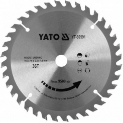 Диск пильний побідитовий по дереву YATO: 165x16x2.2x1.5 мм, 36 зубців, RPM до 9500 1/хв