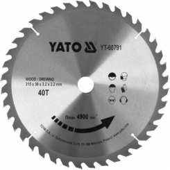 Диск пильний переможний по дереву YATO: 315x30x3.2x2.2 мм, 40 зубців, RPM до 4900 1/хв