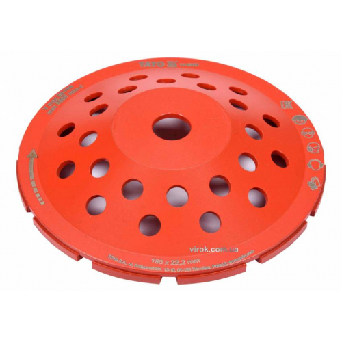 Диск шліфувальний алмазний YATO : 180 х 22.2 мм, 6600 об/хв, M14 [20]