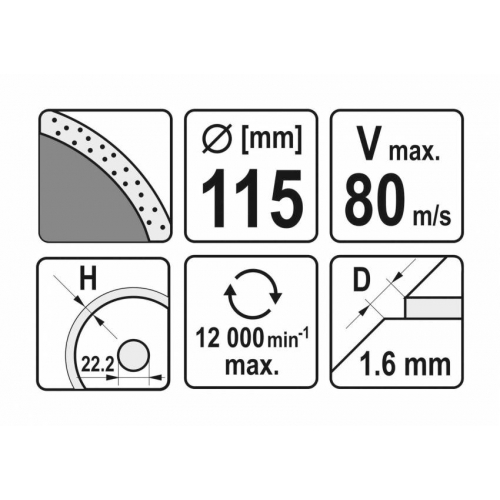 Диск відрізний алмазний по гресу, склу, кераміці YATO Ø=115х1.6х10х22.2 мм,в мокрому режимі
