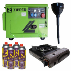Дизельний генератор Zipper ZI-STE7500DSH + газова плитка Orcamp CK-505 + 4 газових картриджа 400 мл