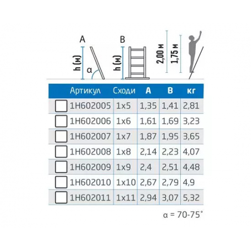 Драбина алюмінієва односекційна Меткас 1х11