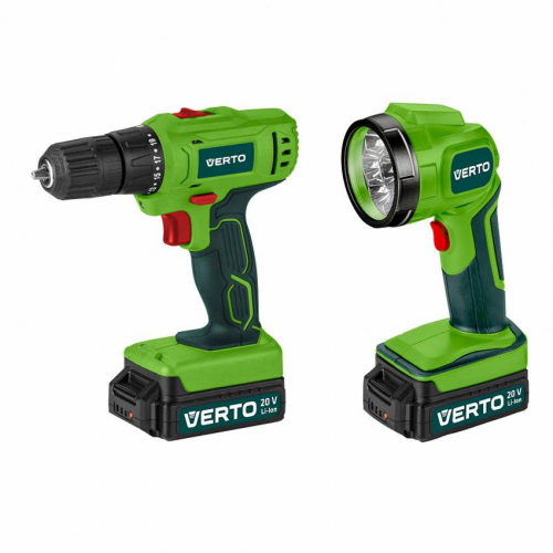 Дриль-шрубоверт акумуляторний 2x20B, Li-lon 1.5 Aч, чемодан + Ліхтар, що підзаряджається