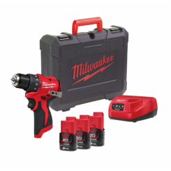 Дриль-шурупокрут акумуляторний MILWAUKEE M12 BLDDRC-203C (40Нм) (ЗП+3ак.Х2Аг+кейс)