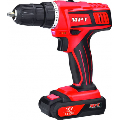Дриль-шуруповерт акумуляторна MPT 16 В Li-ion 1.5 Аг 2 швидкості 0-400/1450 об/хв 10 мм 2 АКБ кейс MCDT1626.B2
