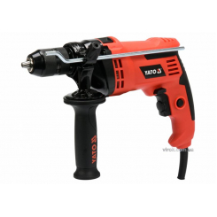 Дриль ударний мережевий YATO : P= 810 Вт, з самозатискним металевим патроном для свердл Ø≤ 13 мм